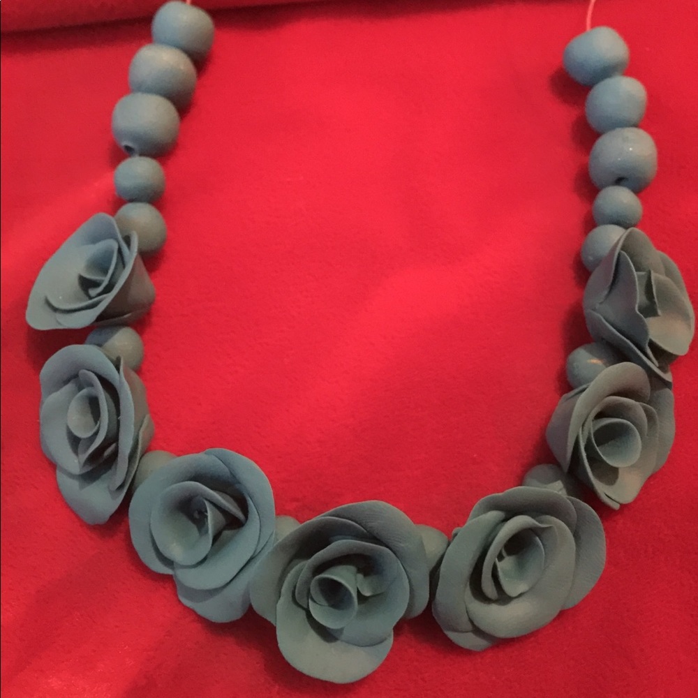 Blue rose necklace